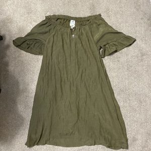 Naïf Green Off The Shoulder Mini Dress Size M